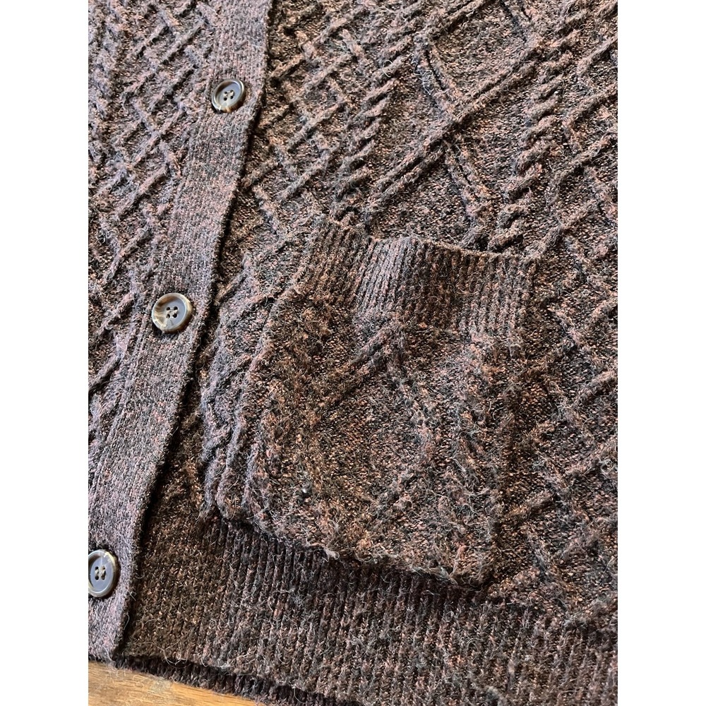 Thread & Supply Calista‎ Soft Cable-Knit Cardigan Sweater Womens LP Brown Cozy - Picture 3 of 8